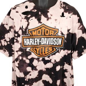 Harley Davidson T Shirt Mens Size 2XL Black Harbor Town Manitowoc Wisconsin
